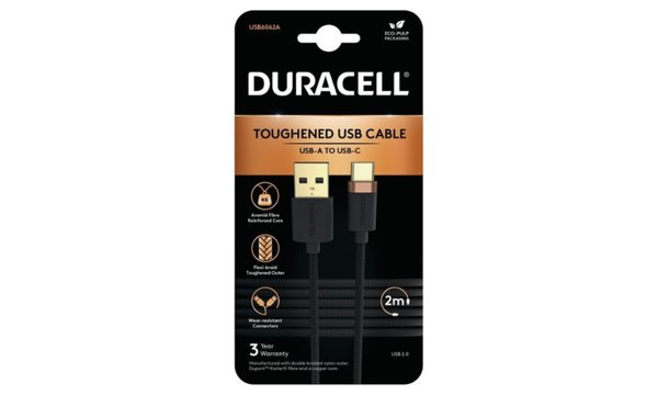 Duracell USB-A-USB-C 2.0 Charge Cable 2m