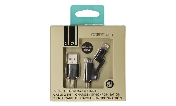 USB to Micro/Lightning Cable- Gold/Black